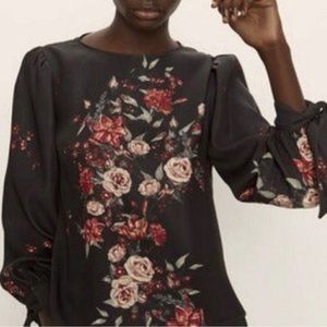 Zara flowy blouse with red and pink florals